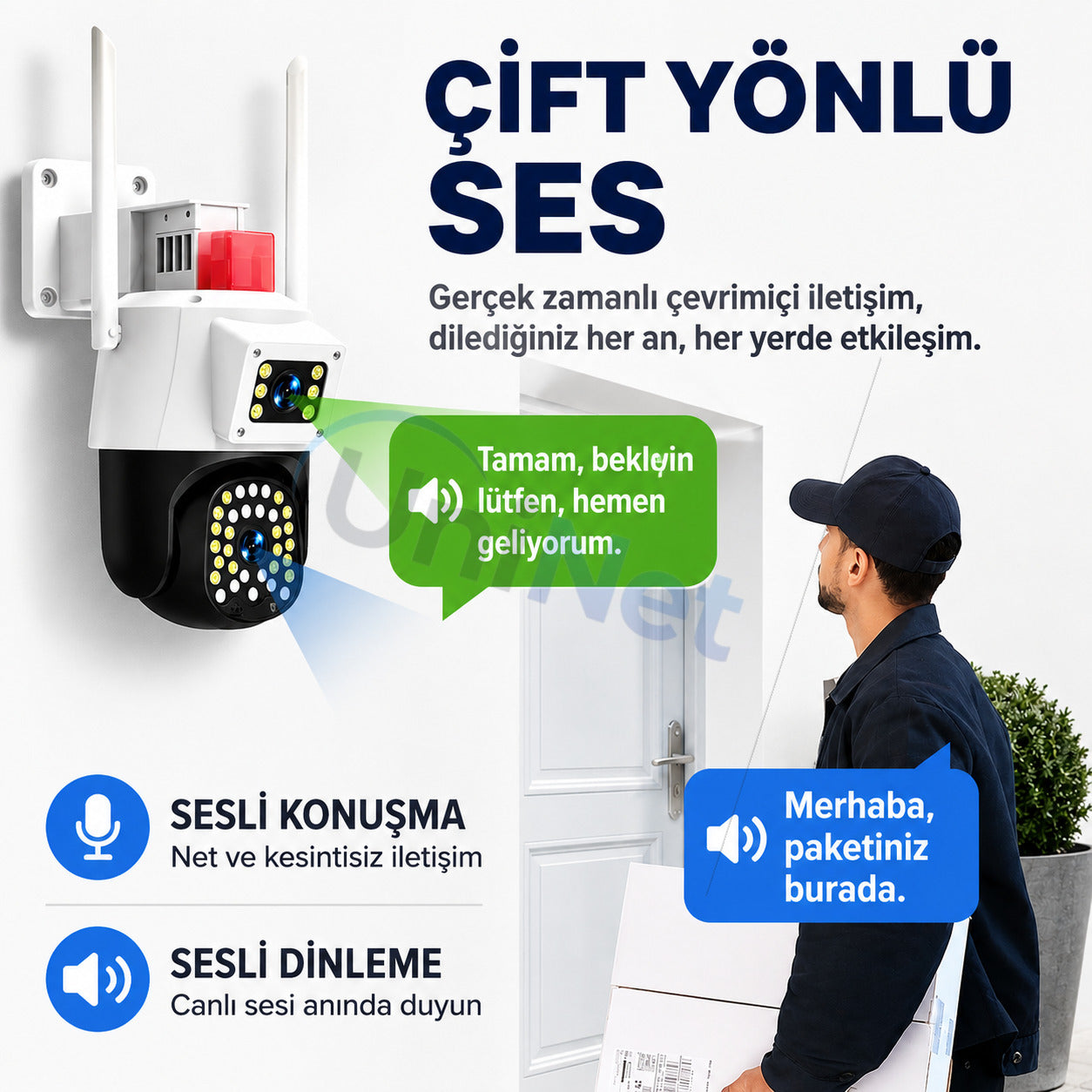 YS 21  6MP Kameralı Wifi Ptz Döner Başlıklı Güvenlik Kamerası – 355 Ptz Döner Başlık, Polis Çakarı, İnsan Takibi ve Renkli Gece Görüşü – 6MP Çift Kameralı Wifi Ptz Döner Başlıklı Güvenlik Kamerası