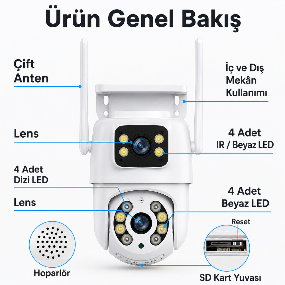 Yoosee YS-10 Pro 6MP Çift Lens PTZ Wi-Fi Kamera