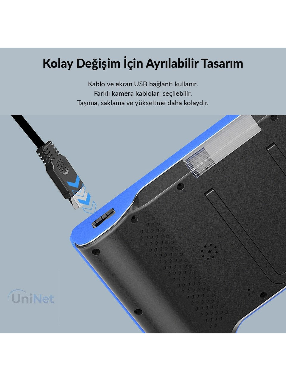 Uninet 15 Metre 3 Kameralı Kayıt Yapabilen Sert Kablolu Endoskop Yılan Kamera