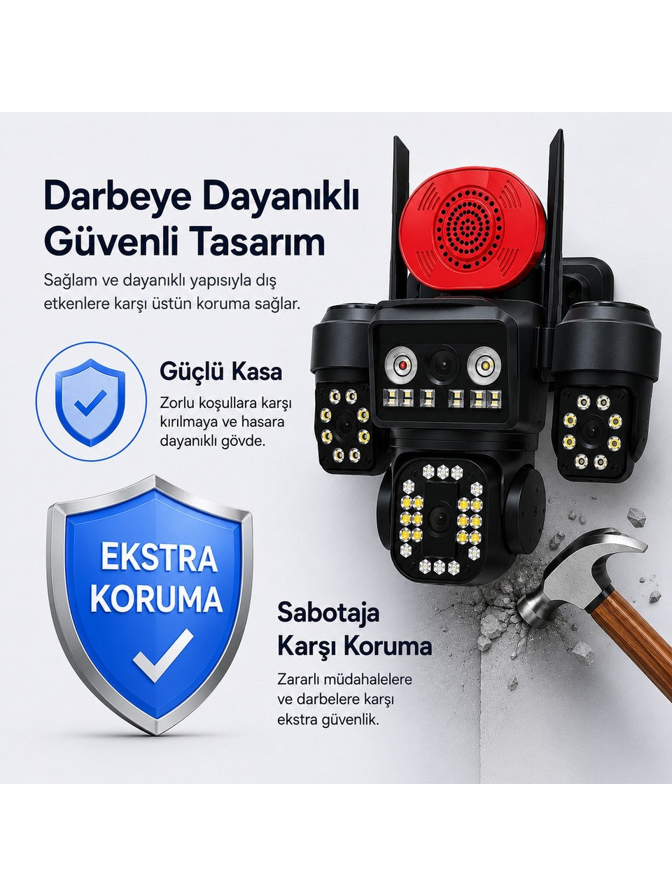 Uninet 4K Pro 16MP 4 Kameralı Wifi Güvenlik Sistemi – 3 Sabit + 1 Ptz, 360° Izleme, Renkli Gece Görüşü ve IP66