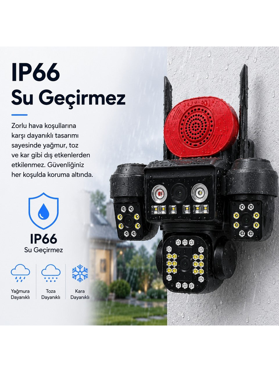 Uninet 4K Pro 16MP 4 Kameralı Wifi Güvenlik Sistemi – 3 Sabit + 1 Ptz, 360° Izleme, Renkli Gece Görüşü ve IP66