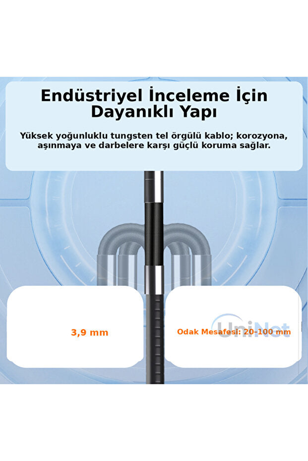 Oynar Başlıklı Joystickli Ekranlı Kayıt Yapabilen Çapı 3.9mm Uzunluğu 1.5metre Kablolu Endoskop Yılan Kamera