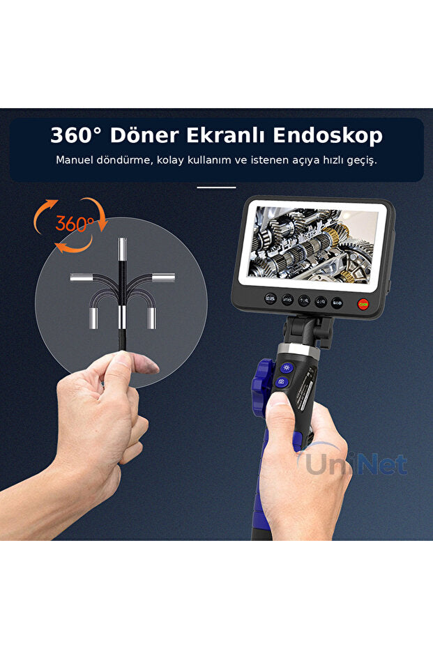 Oynar Başlıklı Joystickli Ekranlı Kayıt Yapabilen Çapı 3.9mm Uzunluğu 1.5metre Kablolu Endoskop Yılan Kamera