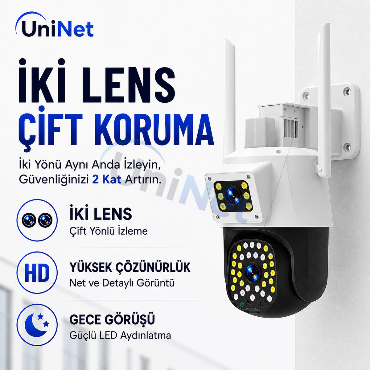 YS 21  6MP Kameralı Wifi Ptz Döner Başlıklı Güvenlik Kamerası – 355 Ptz Döner Başlık, Polis Çakarı, İnsan Takibi ve Renkli Gece Görüşü – 6MP Çift Kameralı Wifi Ptz Döner Başlıklı Güvenlik Kamerası