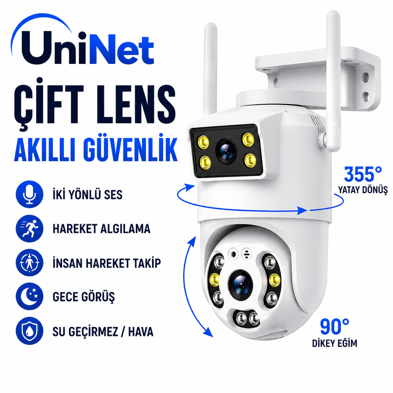YS-10 Pro Max 4MP Çift Lens Wi-Fi Dış Mekan Kamera