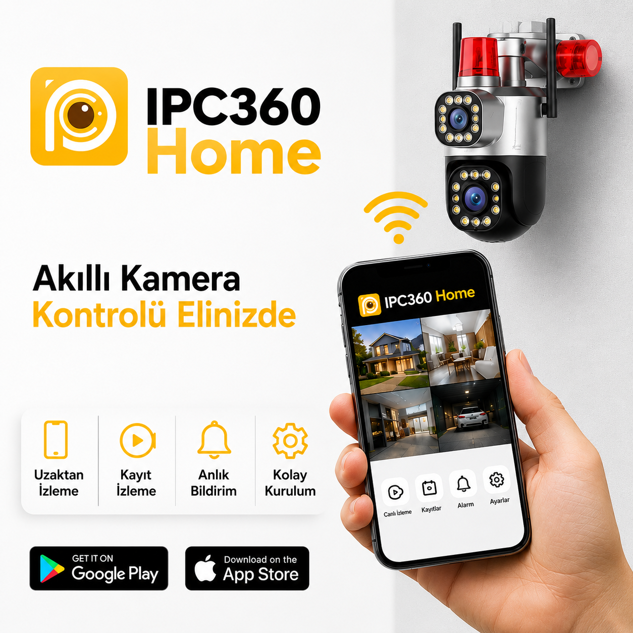 Yoosee YS-17 Siren 5MP Çift Kameralı Wi-Fi Dış Mekan Kamera