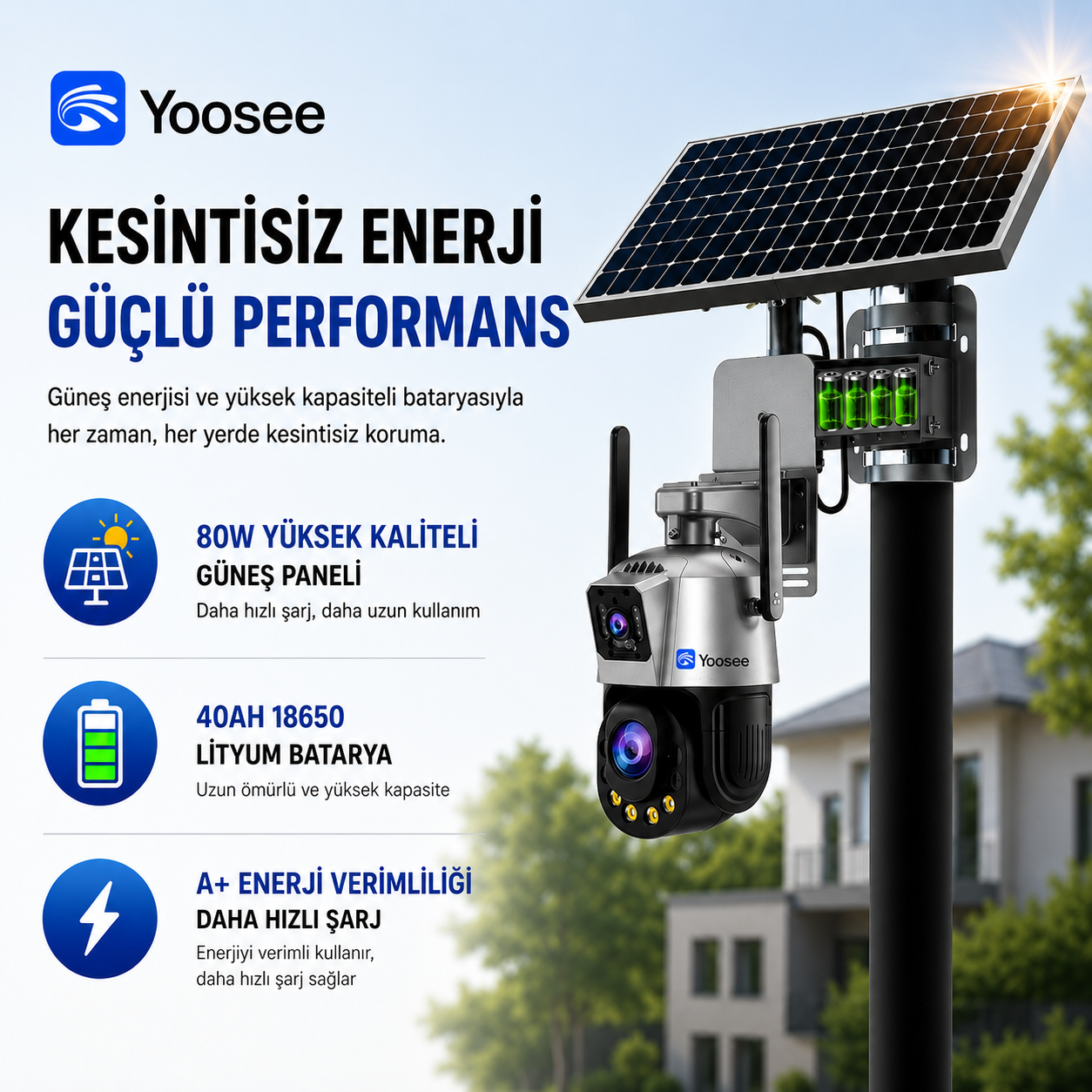 Yoosee YS-SO40 4G Solar Kamera 36X Optik Zoom