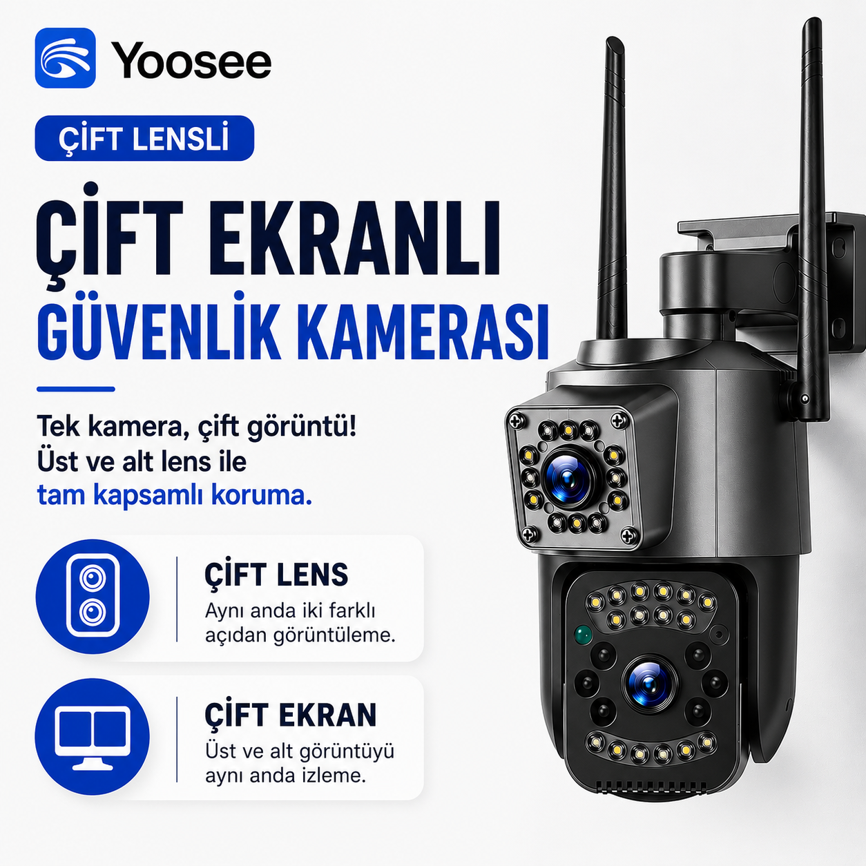 V380 4MP Çift Lens 4G Bullet PTZ Kamera