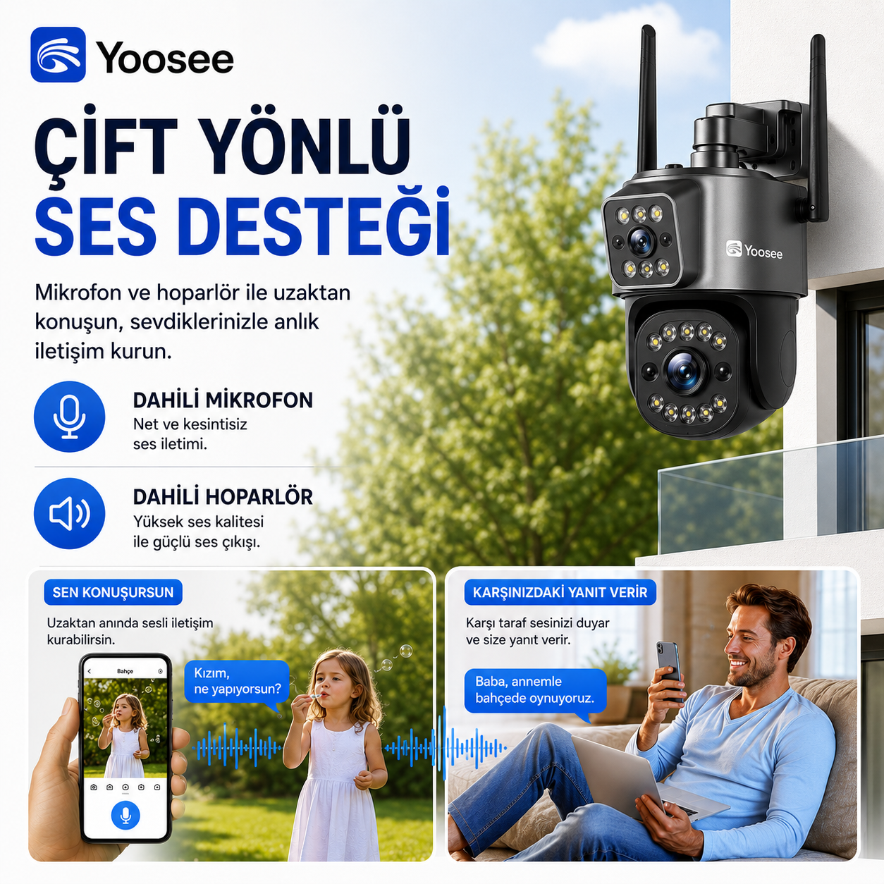 V380 4MP Çift Lens 4G Bullet PTZ Kamera
