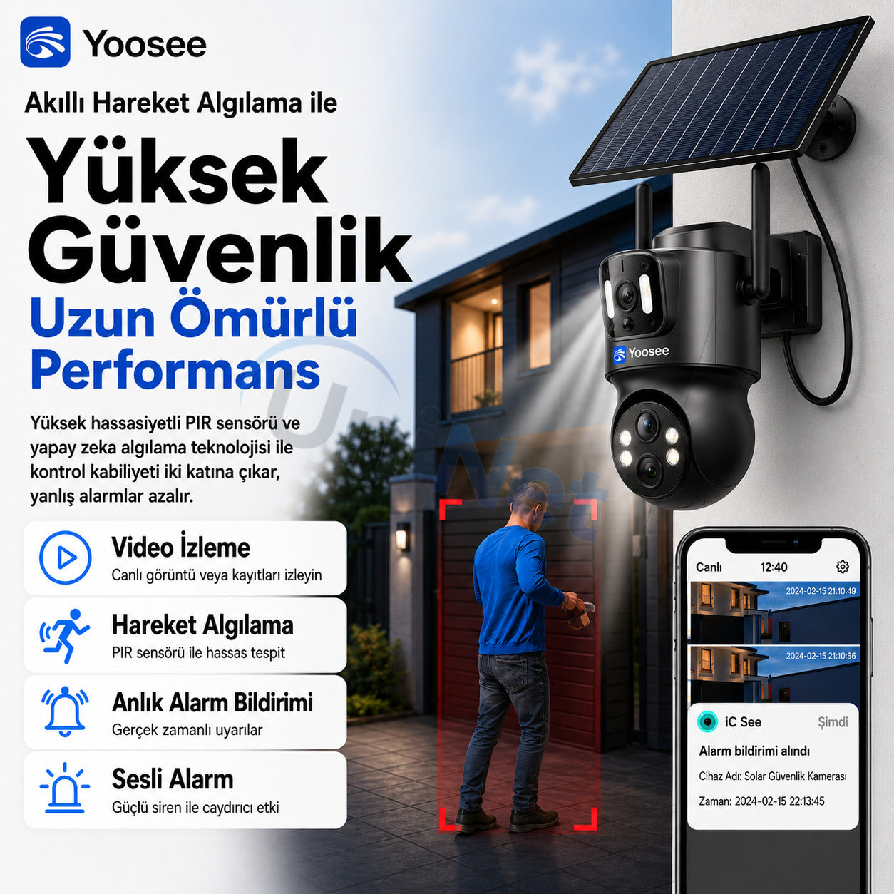 Yoosee YS-09 Wi-Fi Çift Lens Güneş Panelli Kamera