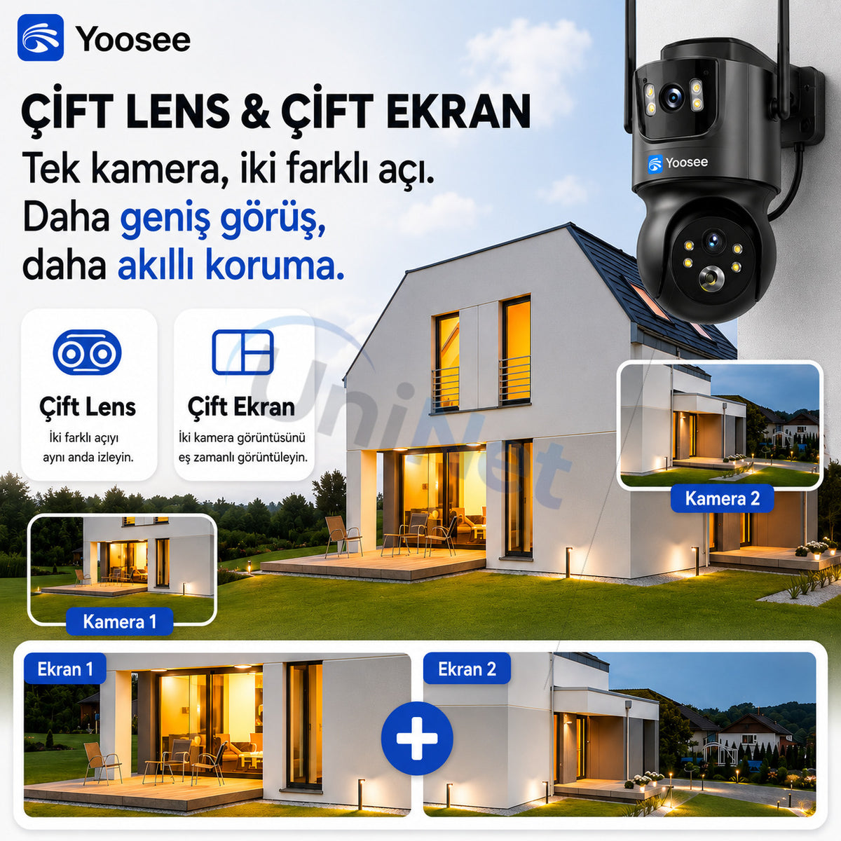 Yoosee YS-09 Wi-Fi Çift Lens Güneş Panelli Kamera