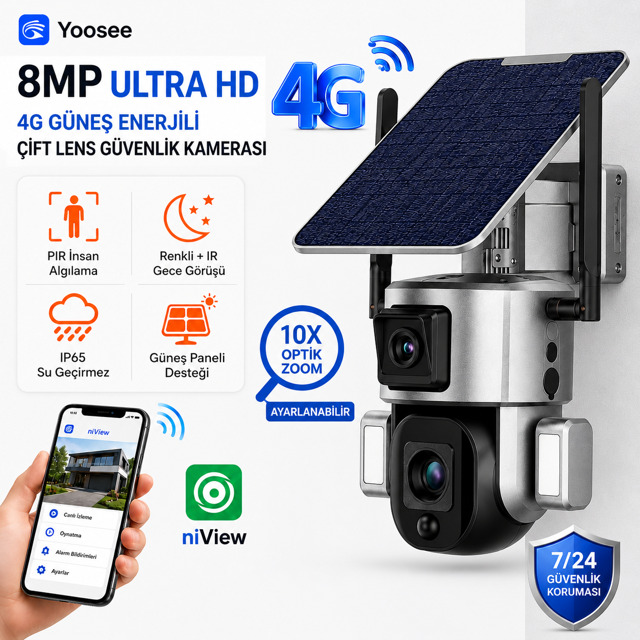 YS-SO20 4G Çift Lens Solar Kamera