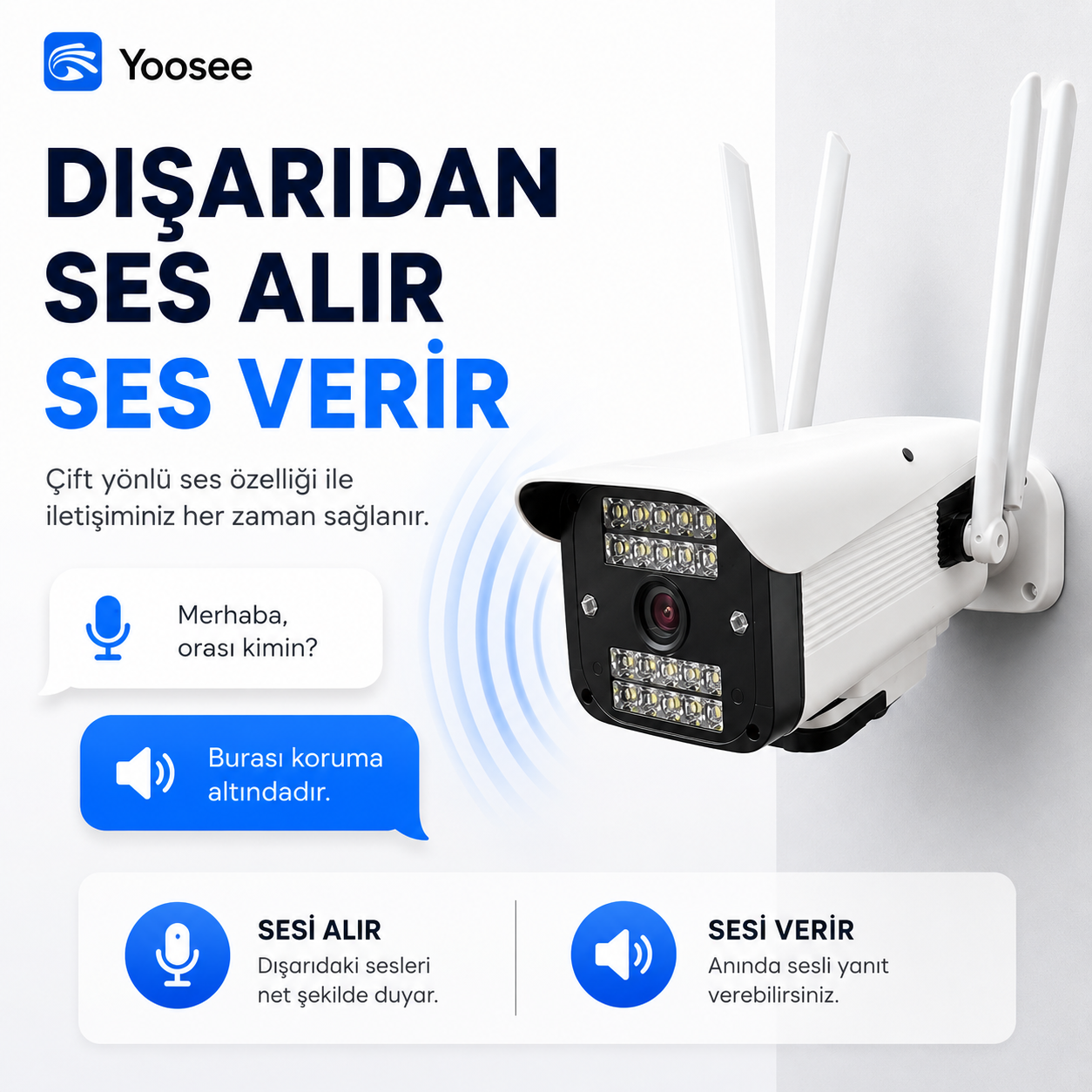 YS-04 2MP PTZ Polis Çakarlı Wi-Fi Dış Mekan Kamera