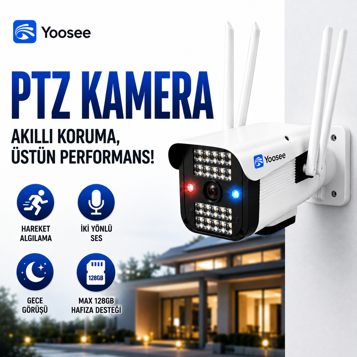 YS-04 2MP PTZ Polis Çakarlı Wi-Fi Dış Mekan Kamera