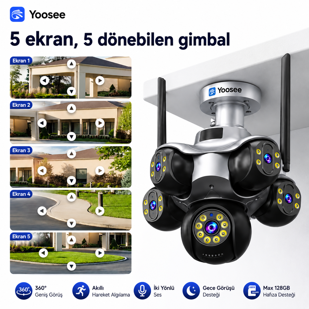 Yoosee YS-5K Pro 5 Kameralı Wi-Fi Dış Mekan Kamera