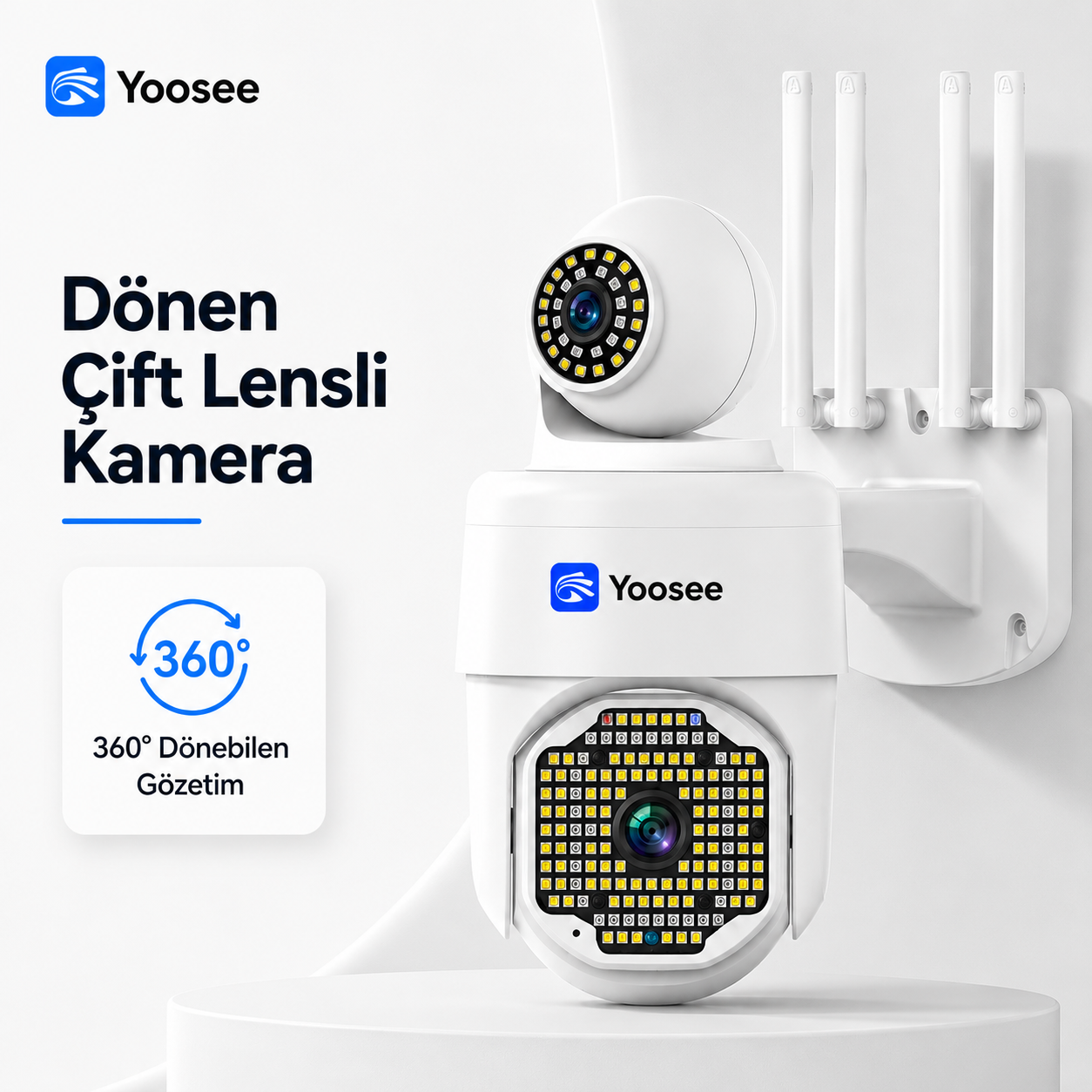 YS-06 3MP Çift Lens PTZ Wi-Fi Dış Mekan Kamera