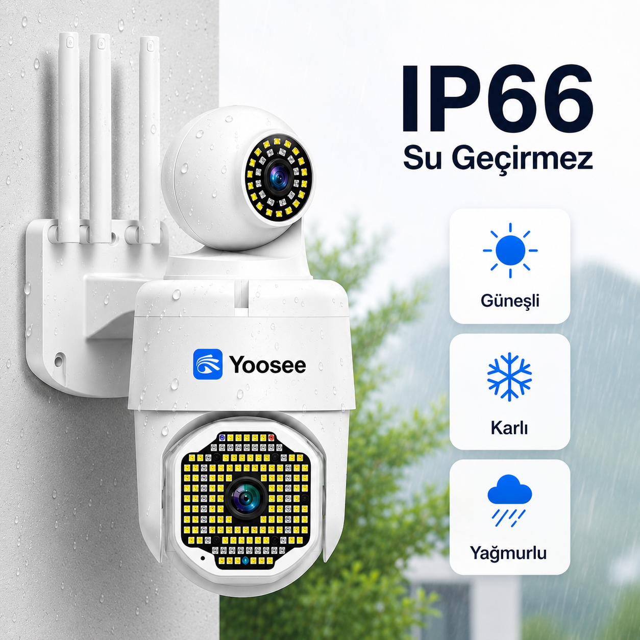 YS-06 3MP Çift Lens PTZ Wi-Fi Dış Mekan Kamera