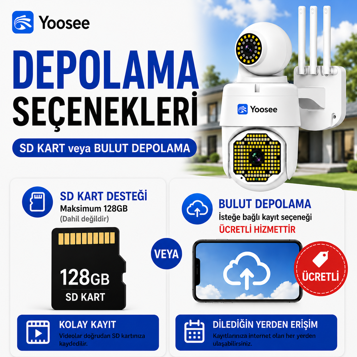 YS-06 3MP Çift Lens PTZ Wi-Fi Dış Mekan Kamera