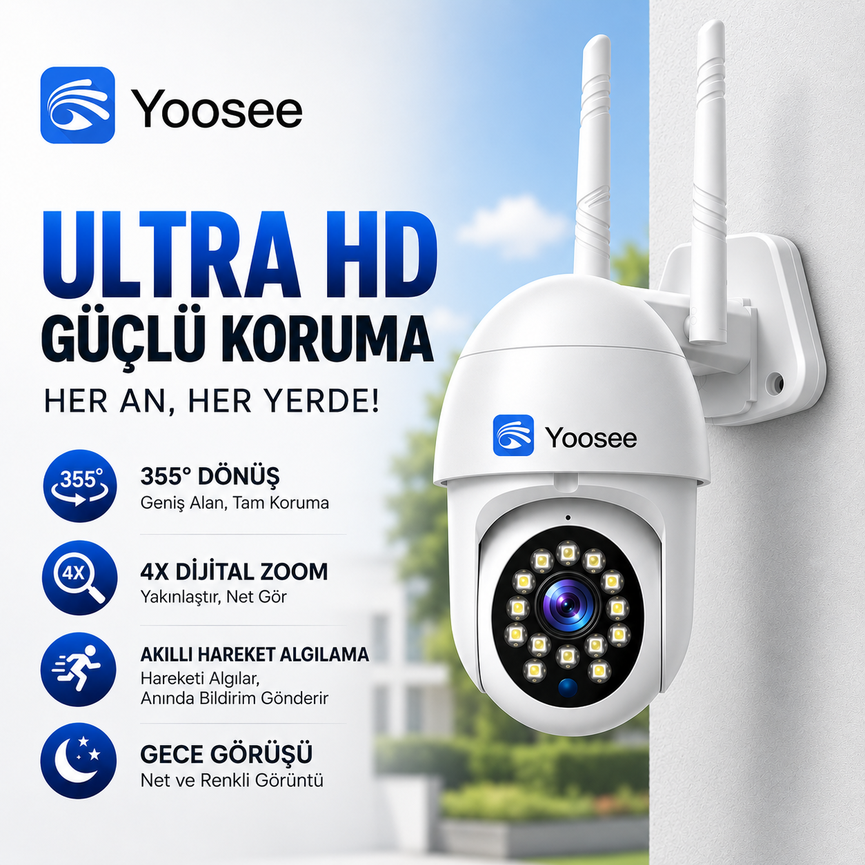 YS-10 2MP 1080P PTZ Wi-Fi Dış Mekan Kamera