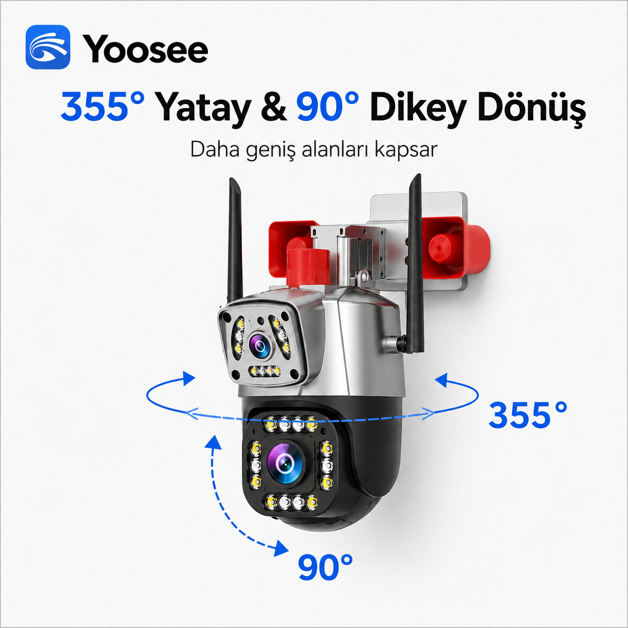 Yoosee YS-17 Siren 5MP Çift Kameralı Wi-Fi Dış Mekan Kamera