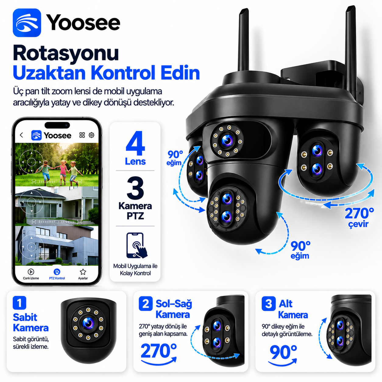 Yoosee YS-18 Pro Max 16MP 4 Lens PTZ Wi-Fi Kamera