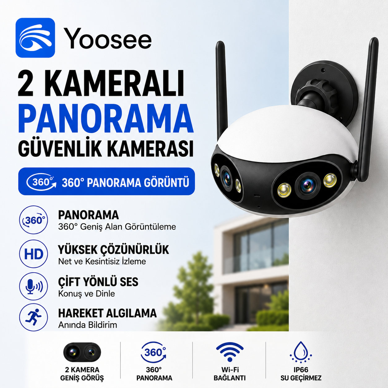 Yoosee YS-19 Panorama 4MP Wi-Fi Dış Mekan Kamera