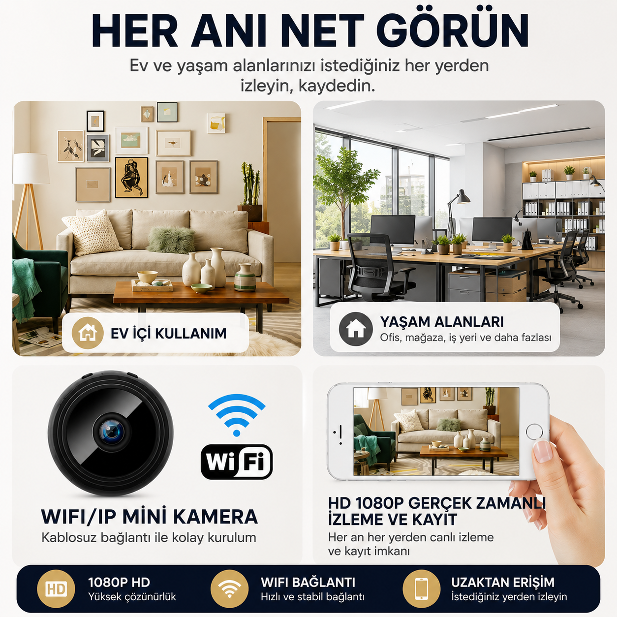 A9 1080P Mini Wi-Fi İç Mekan Kamera