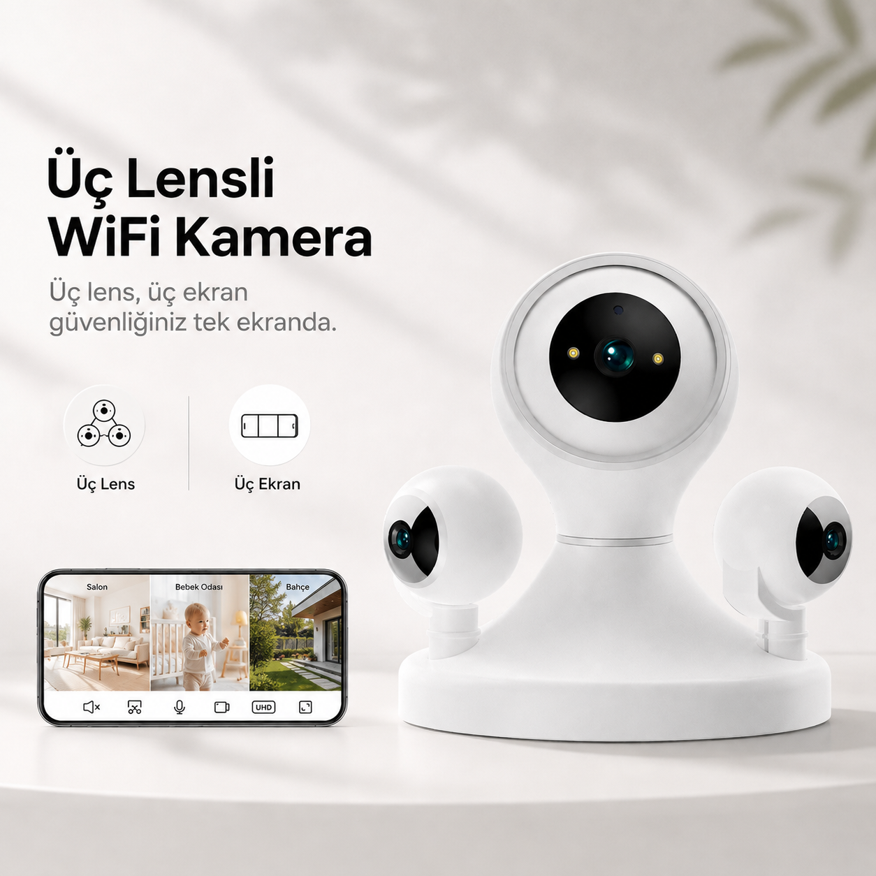 YS-13 Pro Max S84 9MP 3 Lens PTZ Wi-Fi Kamera
