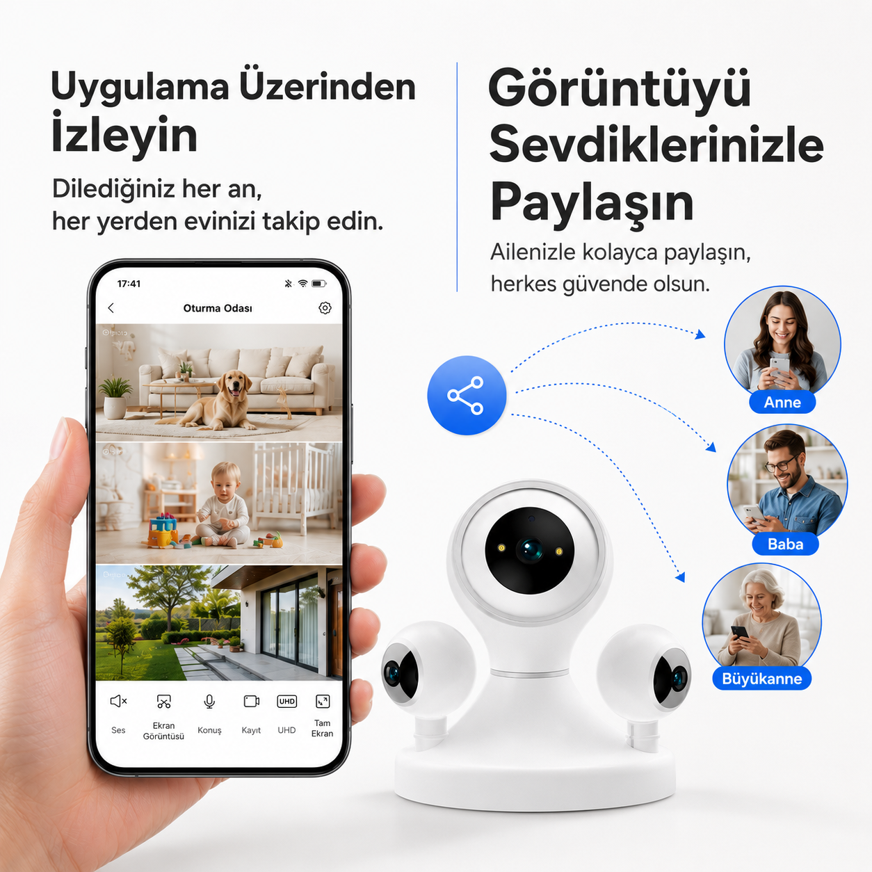 YS-13 Pro Max S84 9MP 3 Lens PTZ Wi-Fi Kamera