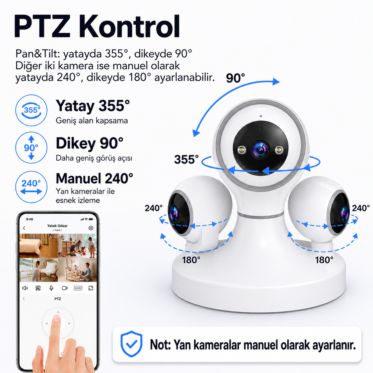 YS-13 Pro Max S84 9MP 3 Lens PTZ Wi-Fi Kamera