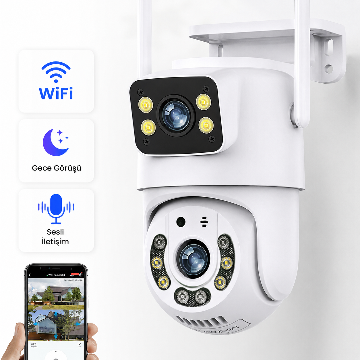 YS-10 Pro Max 4MP Çift Lens Wi-Fi Dış Mekan Kamera