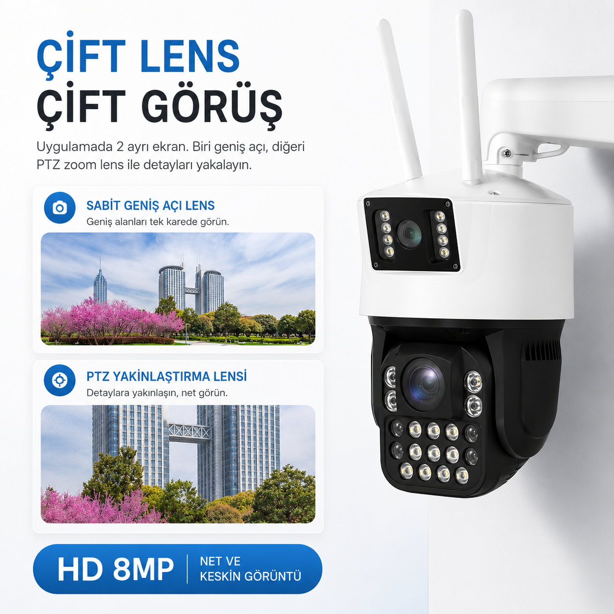 YS-1058 6MP Optik Zoom PTZ Wi-Fi Dış Mekan Kamera