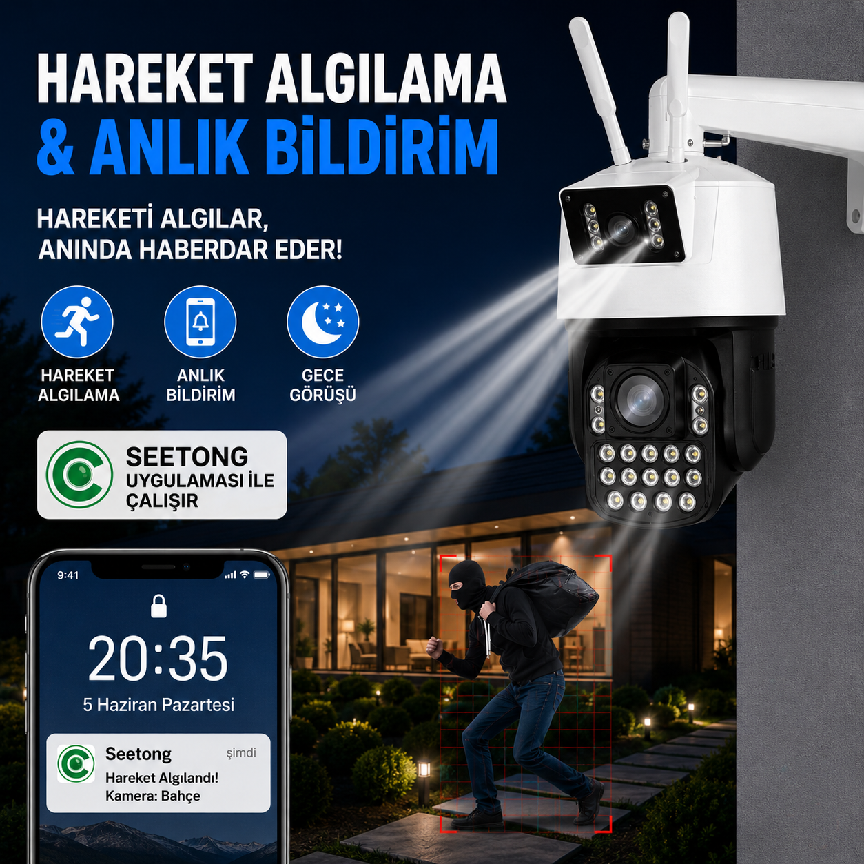 YS-1058 6MP Optik Zoom PTZ Wi-Fi Dış Mekan Kamera