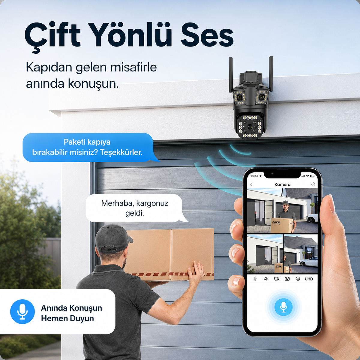 YS-23 3 kameralı 1 PTZ 2 sabit 9 mp güvenlik kamerası