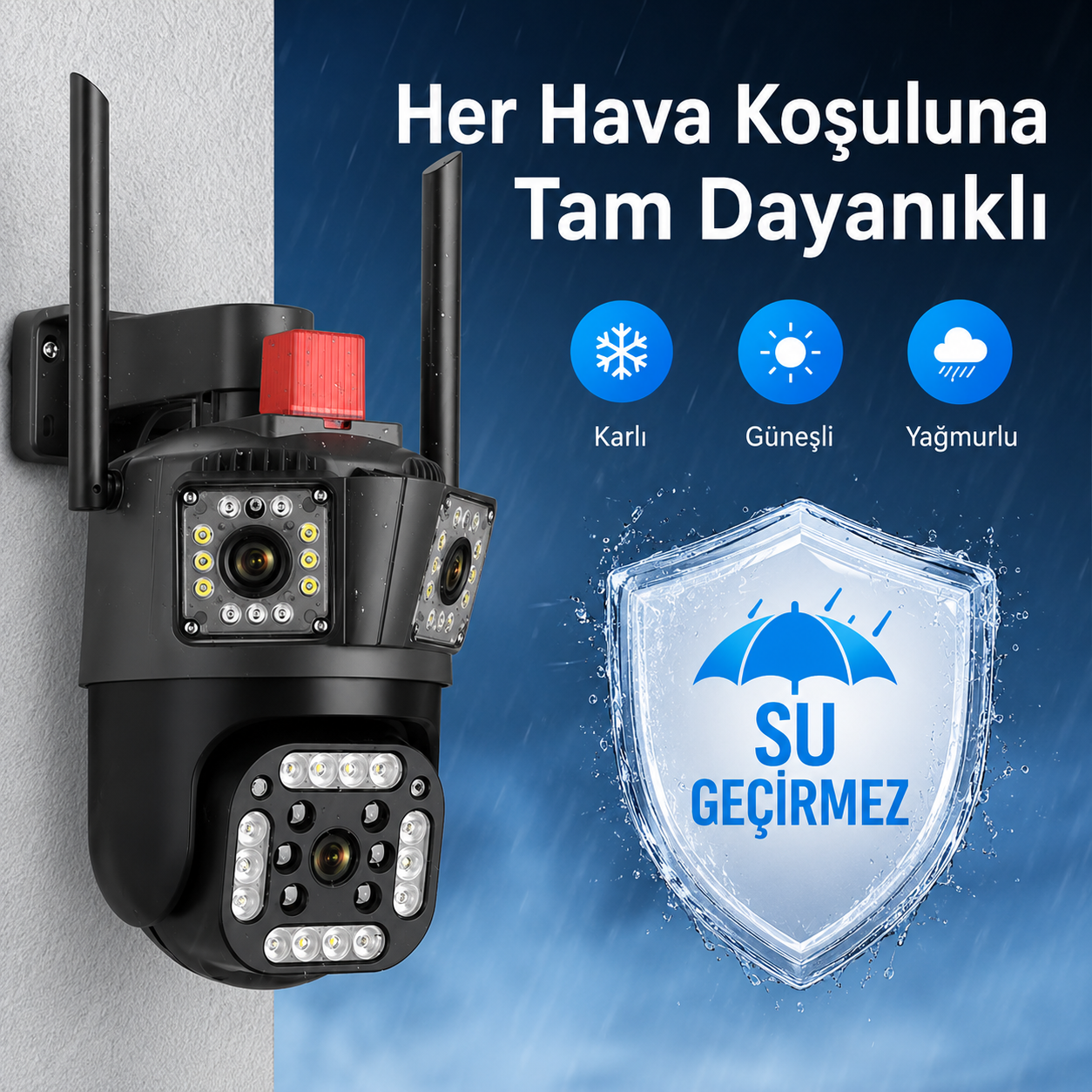 YS-23 3 kameralı 1 PTZ 2 sabit 9 mp güvenlik kamerası