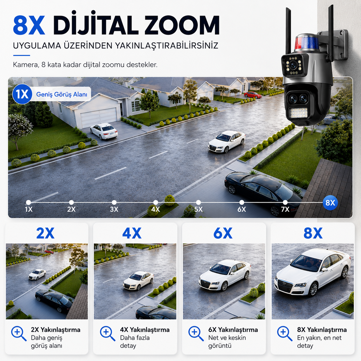 YS-18 6MP 3 Kameralı Dijital Zoom Wi-Fi Dış Mekan Kamera
