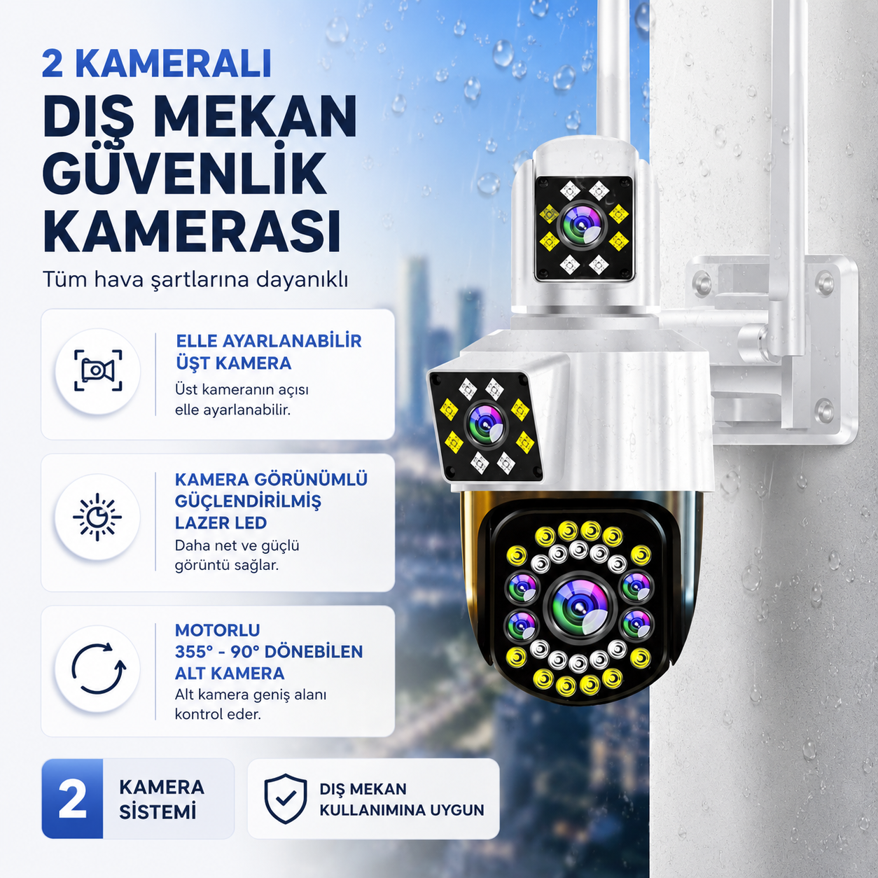 Yoosee YS-1010 5MP Çift Kameralı Wi-Fi Dış Mekan Kamera