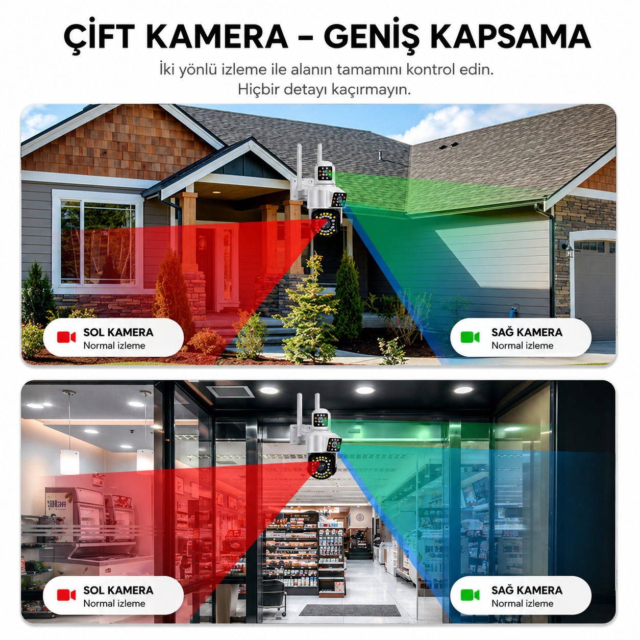 Yoosee YS-1010 5MP Çift Kameralı Wi-Fi Dış Mekan Kamera