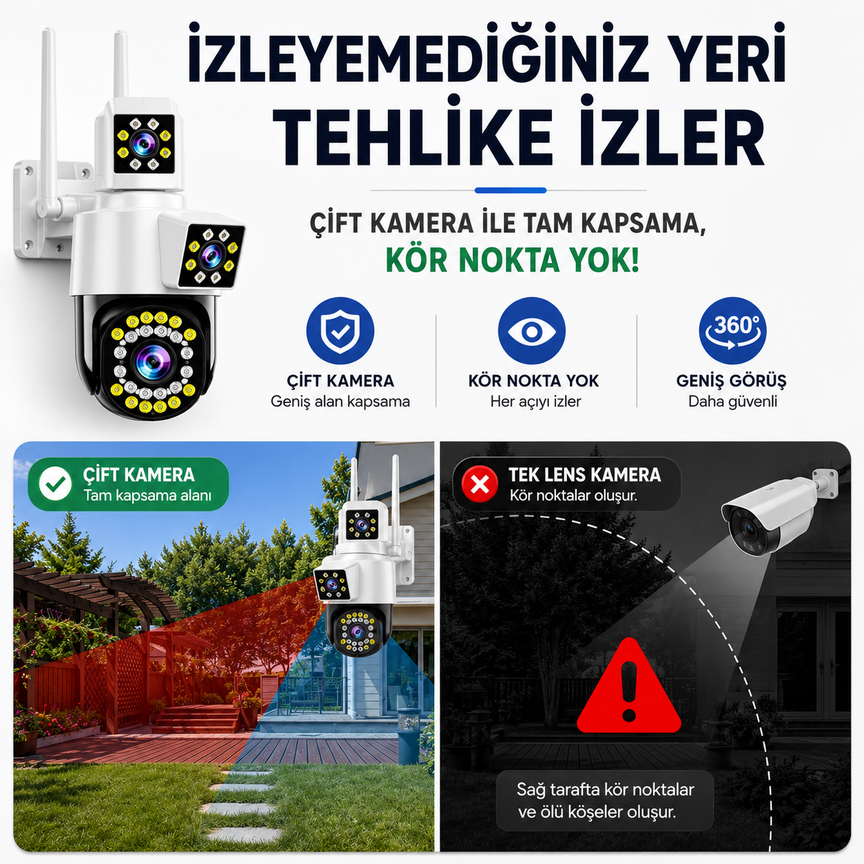 Yoosee YS-1010 5MP Çift Kameralı Wi-Fi Dış Mekan Kamera