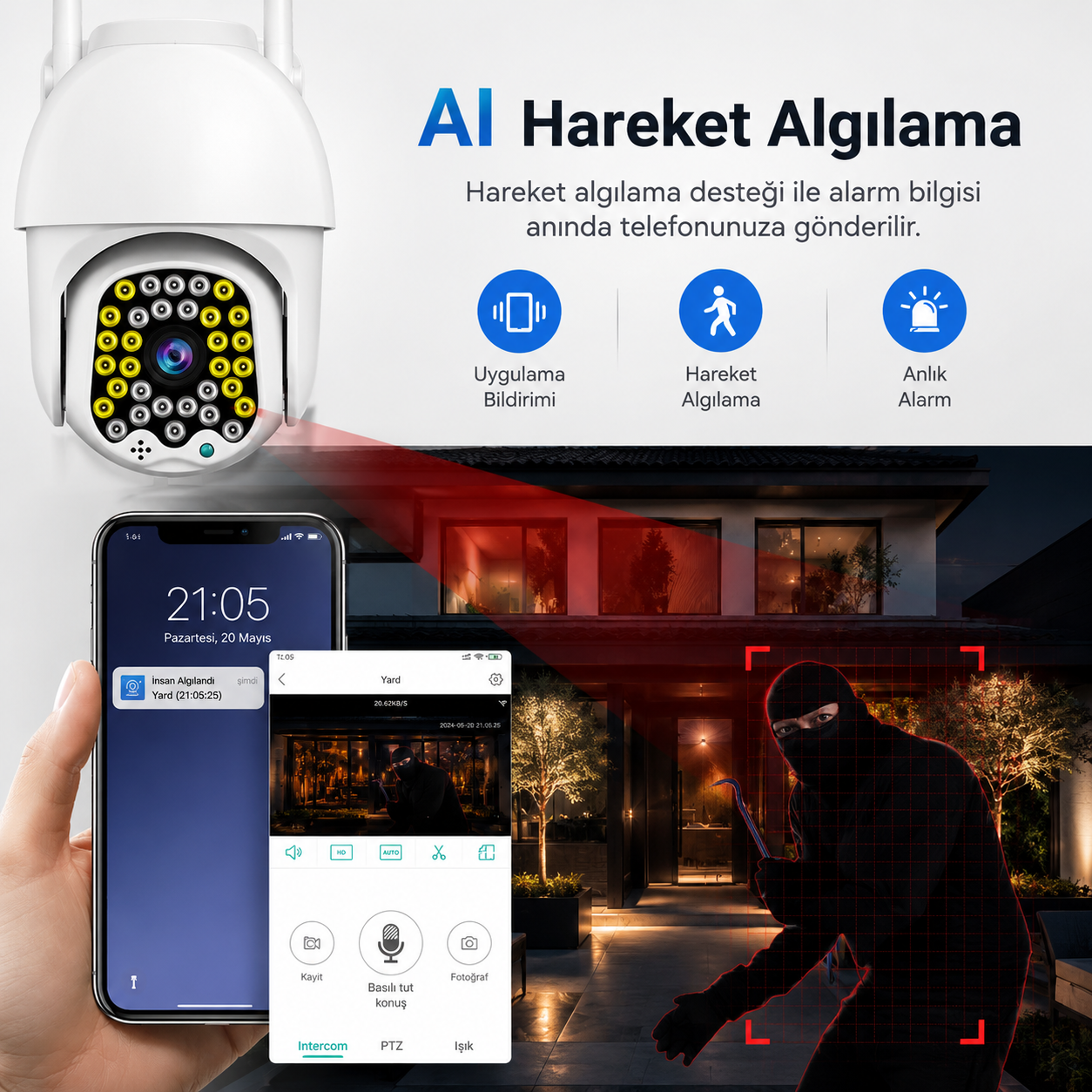 Yoosee YS-06 2MP PTZ Wi-Fi Dış Mekan Kamera