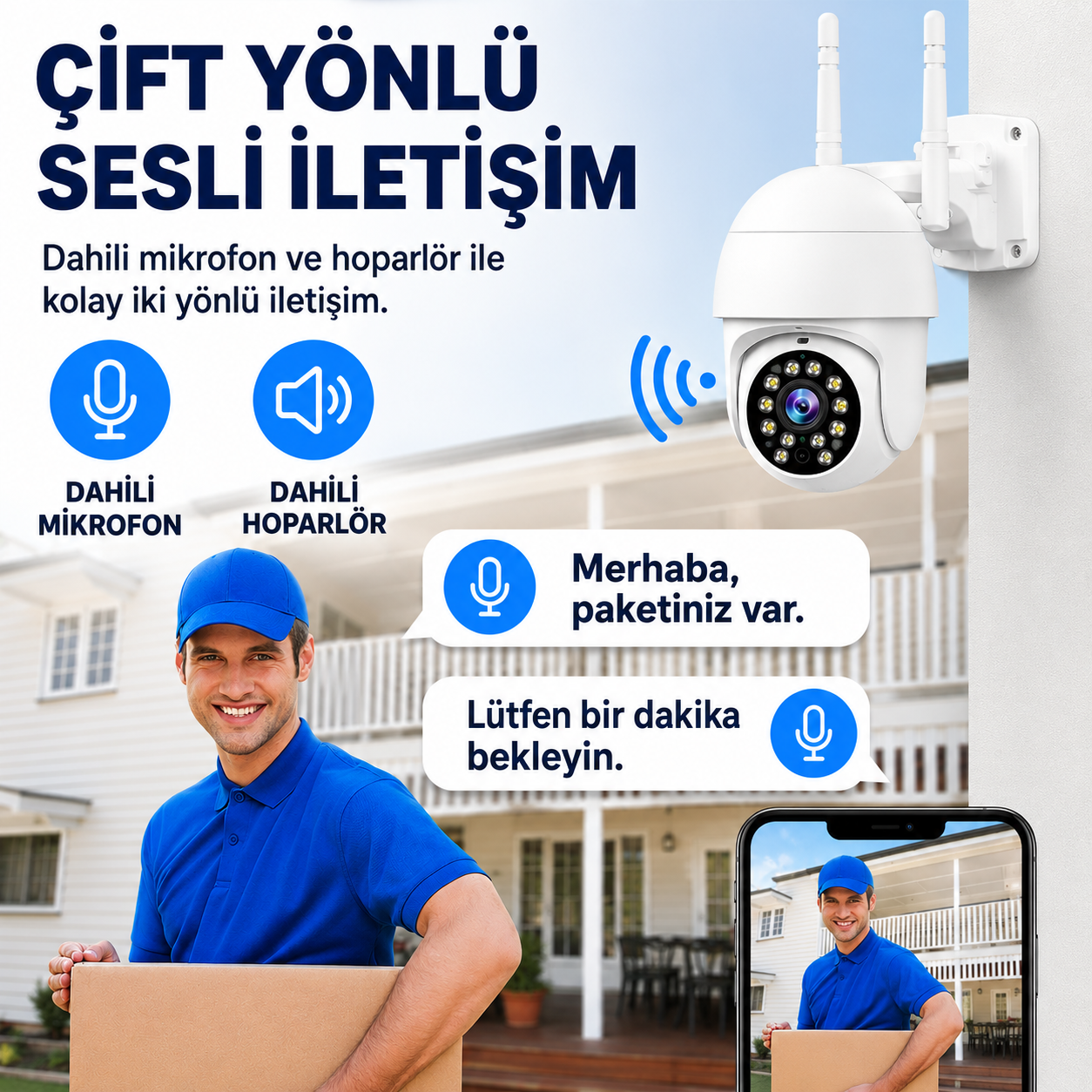 YS-10 2MP 1080P PTZ Wi-Fi Dış Mekan Kamera