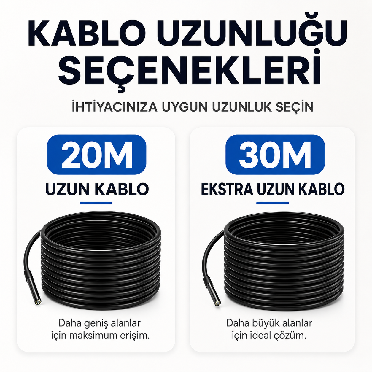 20 Metre 2 Kameralı Monitörlü Yılan Kamera
