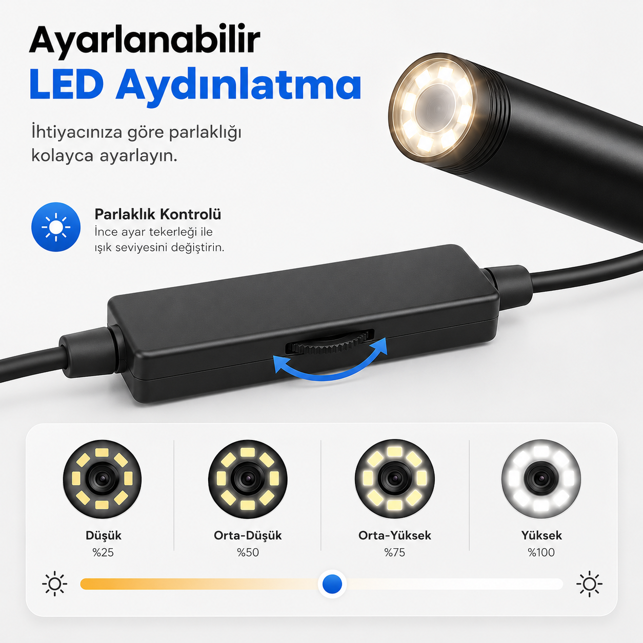 10 Metre Wi-Fi 3 Kameralı Yılan Kamera