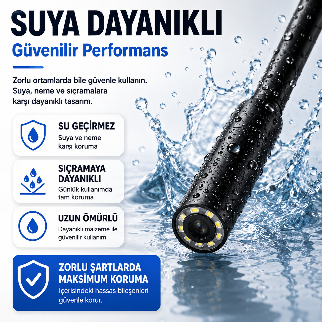 10 Metre Wi-Fi 3 Kameralı Yılan Kamera