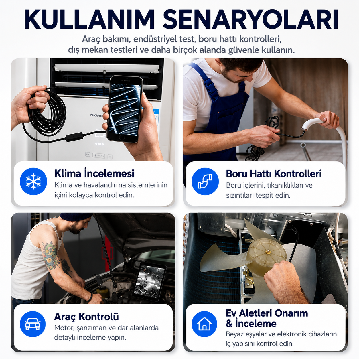 10 Metre Wi-Fi 3 Kameralı Yılan Kamera