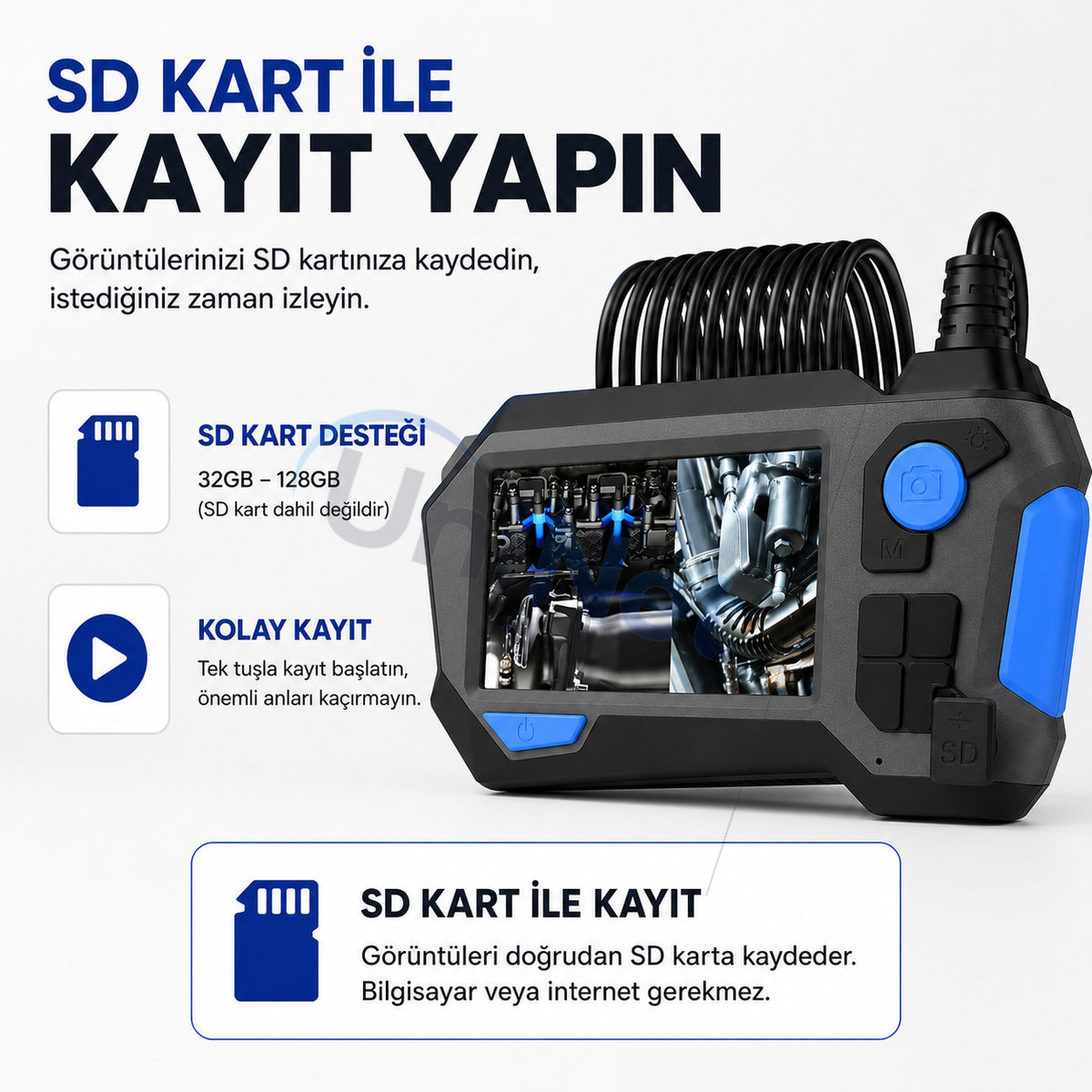 10 Metre 360° Döner Monitörlü Yılan Kamera