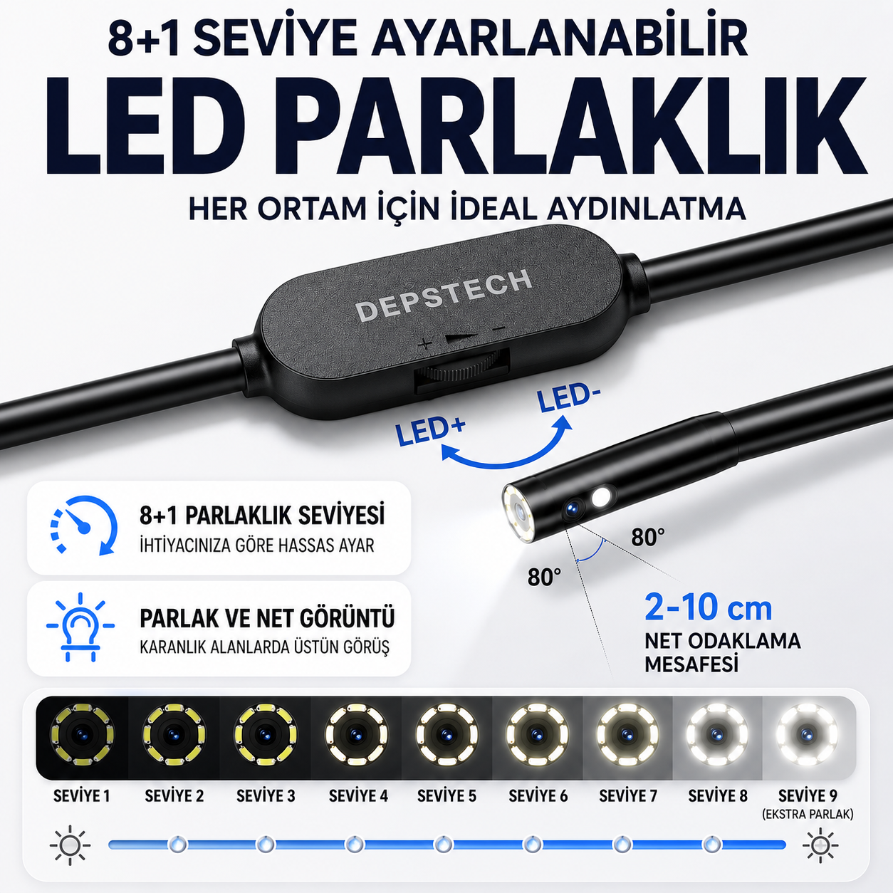 10 Metre 3 Kameralı Monitörlü Yılan Kamera