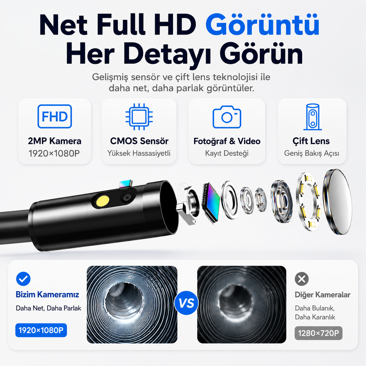 5 Metre iPhone Uyumlu Yılan Kamera