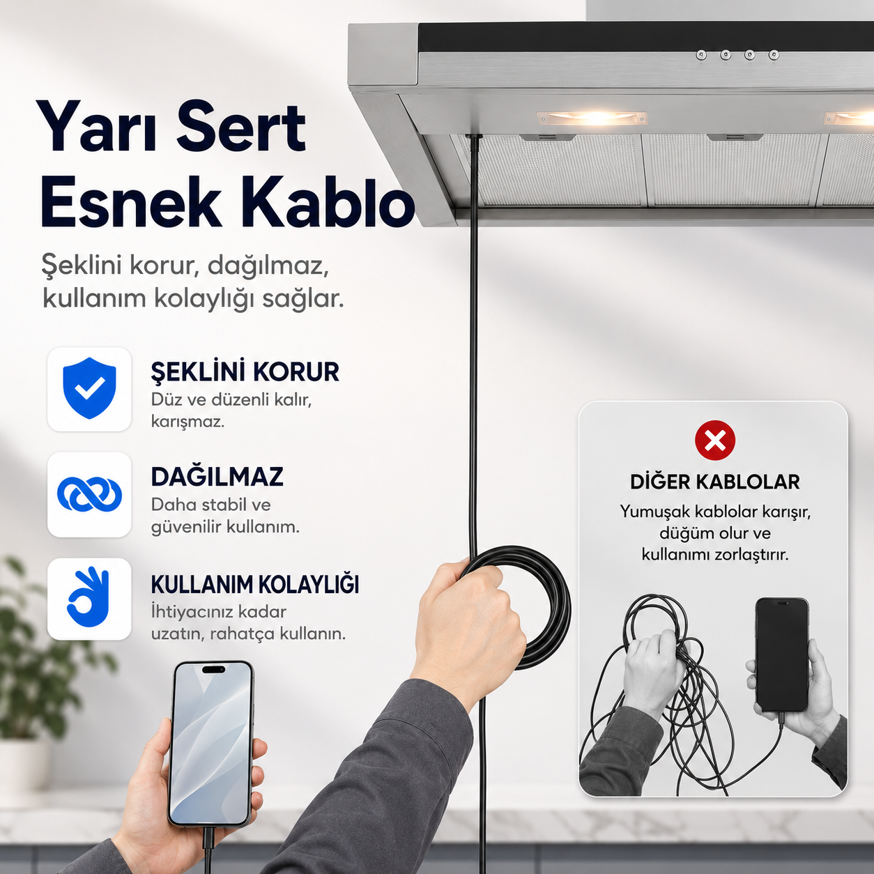 Yoosee SM8-R10 5 Metre iPhone Uyumlu Yılan Kamera