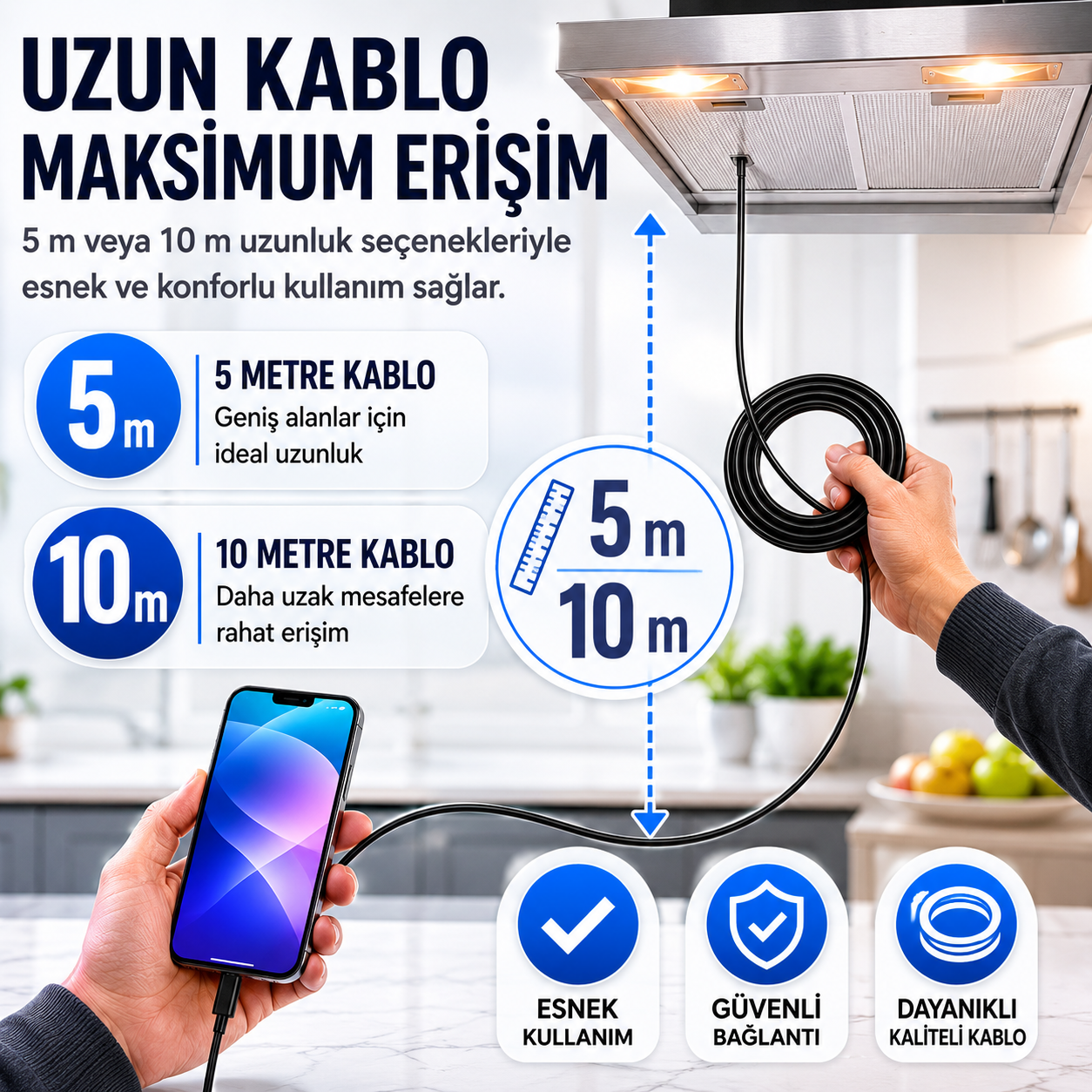 5 Metre iPhone Uyumlu Yılan Kamera